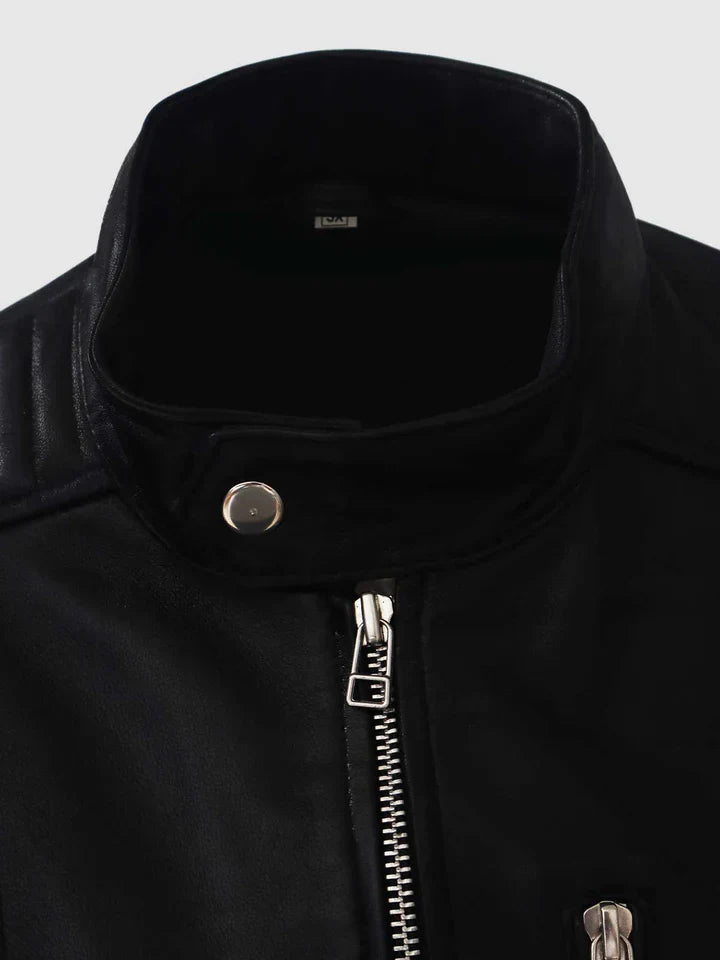 Womens Quilted Cafe Racer Leather Jacket