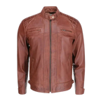 Mens Brown Quilted Biker Leather Jacket
