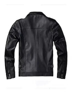 Classic Style Real Black Leather Field Jacket