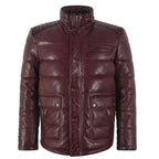 Mens Puffer Real Leather Jacket