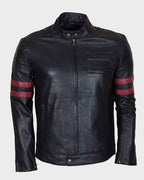 Men’s Red Striped Mayhem Retro Black Jacket