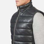 Black Leather Puffer Vest – Reeves Collection for Men