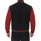 Mens Maroon and Black Baseball Varsity Jacket