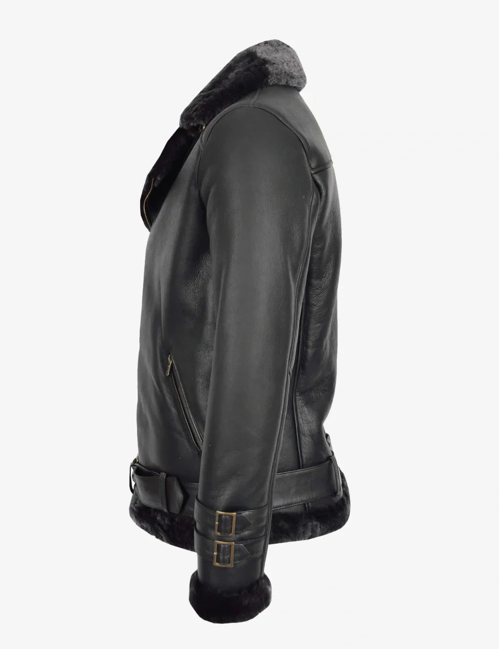 Mens Black B3 Aviator Leather Jacket with Shearling
