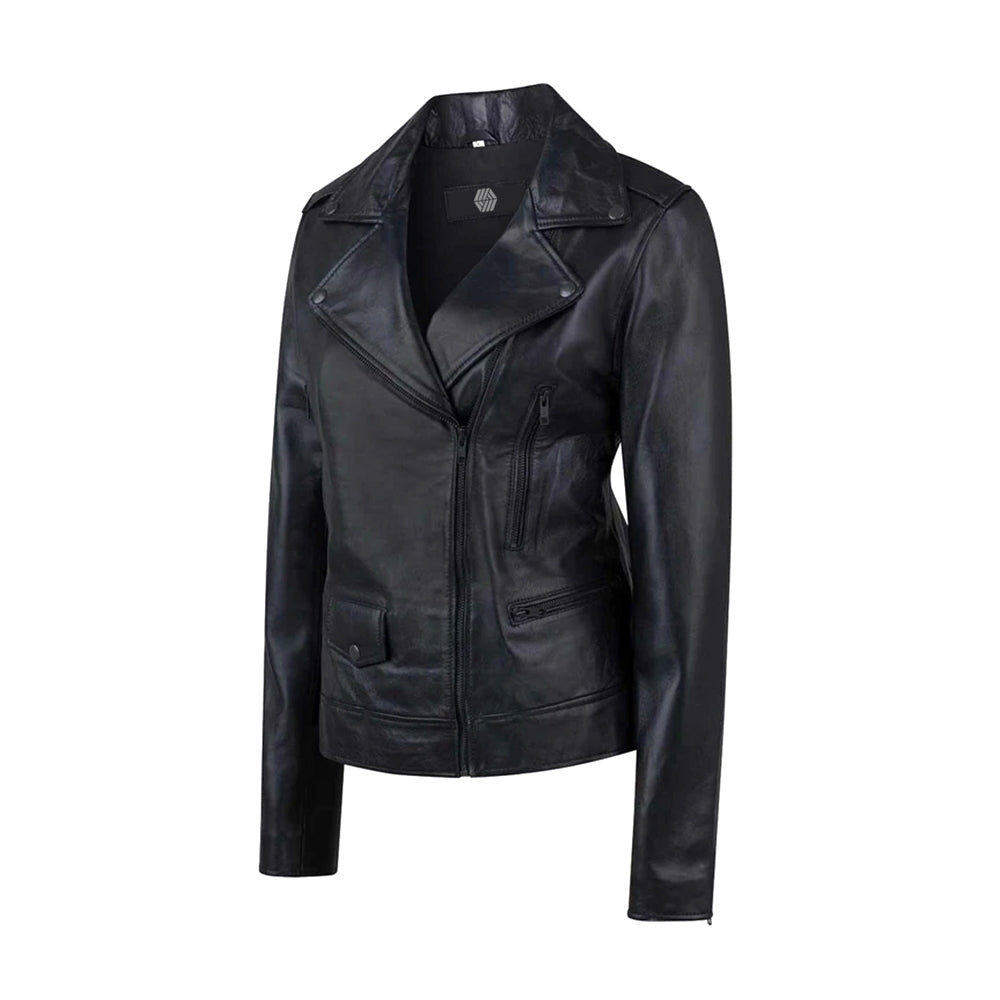 Womens Sheep Leather Biker Jacket