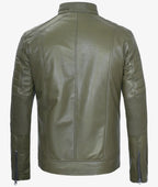 Mens Stylish Olive Green Cafe Racer Jacket