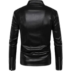 Stand Up Collar Black Leather Jacket mens