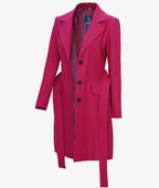 Womens Pink Wool Wrap Coat