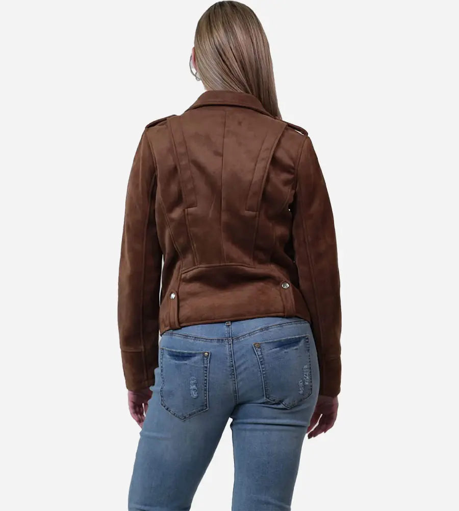 Women Bonded Suede Moto Jacket