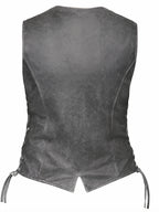 Women Soft Gray Leather Side Lace Vest