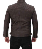Men’s Four Pocket Brown Leather Biker Jacket