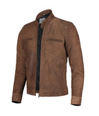 Light Brown Biker Leather Jacket For Men