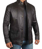 Men’s Long Brown Biker Leather Jacket