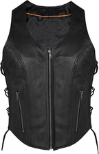 Women Solid Soft Leather Biker Vest