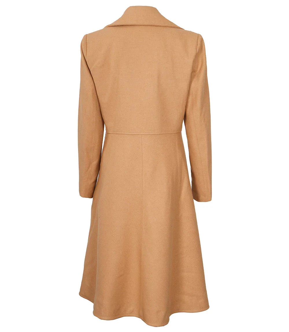 Womens Beige Wool Coat – Double-Breasted