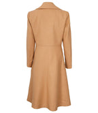 Womens Beige Wool Coat – Double-Breasted