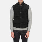 Mens Tony Black Suede Vest