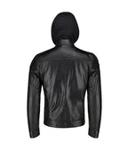 Mens Black Slim Fit Leather Jacket With Hood