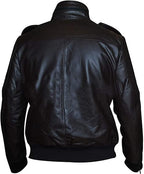 Black Leather Bomber Jacket