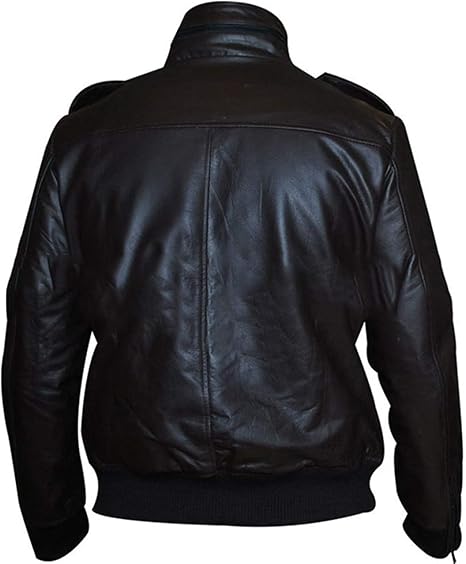 Black Leather Bomber Jacket