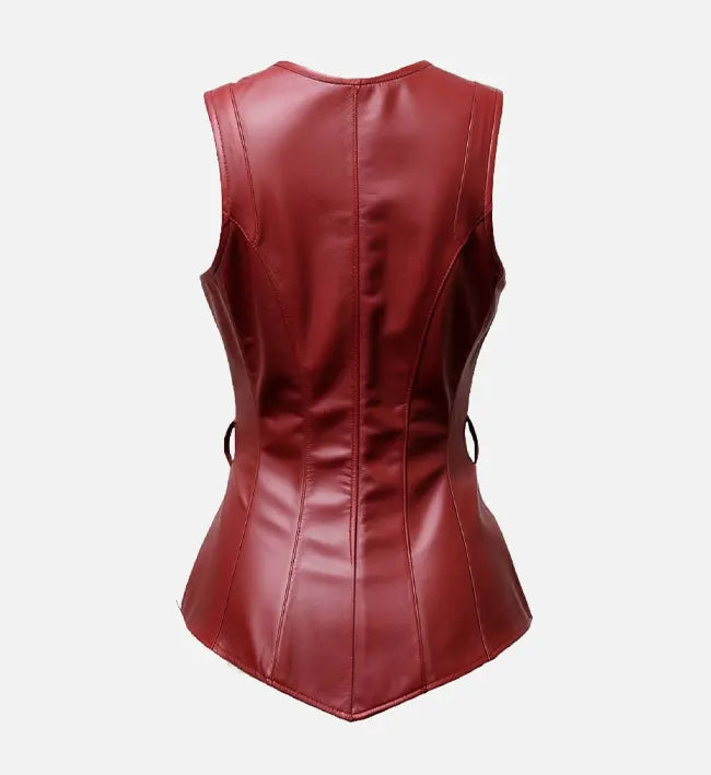 Women Burgundy Leather Vest
