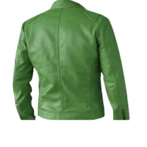 Regular Fit Part Wear Men Green Leather Jacket
