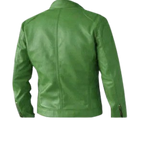 Regular Fit Part Wear Men Green Leather Jacket