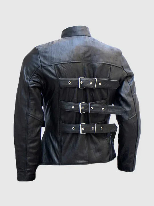 Trench Look Belted Mens Black Leather Jacket