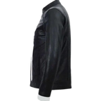 Black and White Leather Motorcycle Jacket