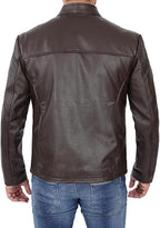 Elegant Unique Brown Leather Biker Jacket