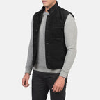 Mens Tony Black Suede Vest