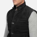 Mens Tony Black Suede Vest