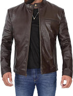 Elegant Unique Brown Leather Biker Jacket
