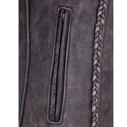 Womens Distressed Braided Leather Jacket