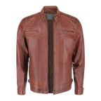Mens Brown Quilted Biker Leather Jacket