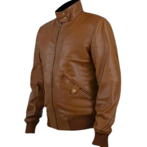 Tan Leather Bomber Jacket Men