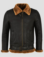 Premium Brown B3 Sheepskin Bomber for Men