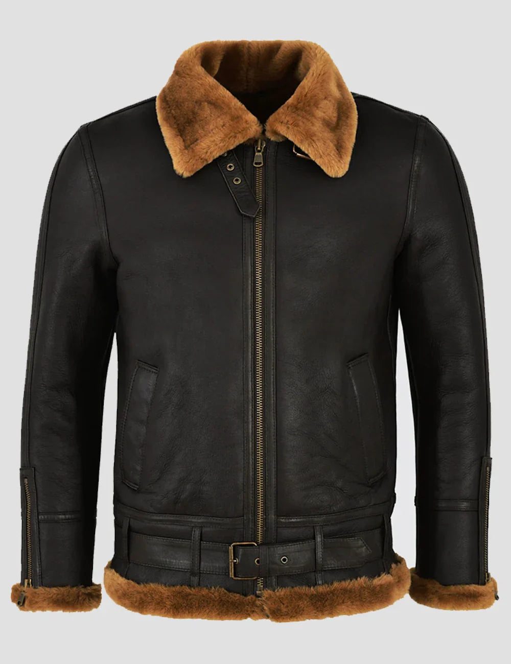 Premium Brown B3 Sheepskin Bomber for Men