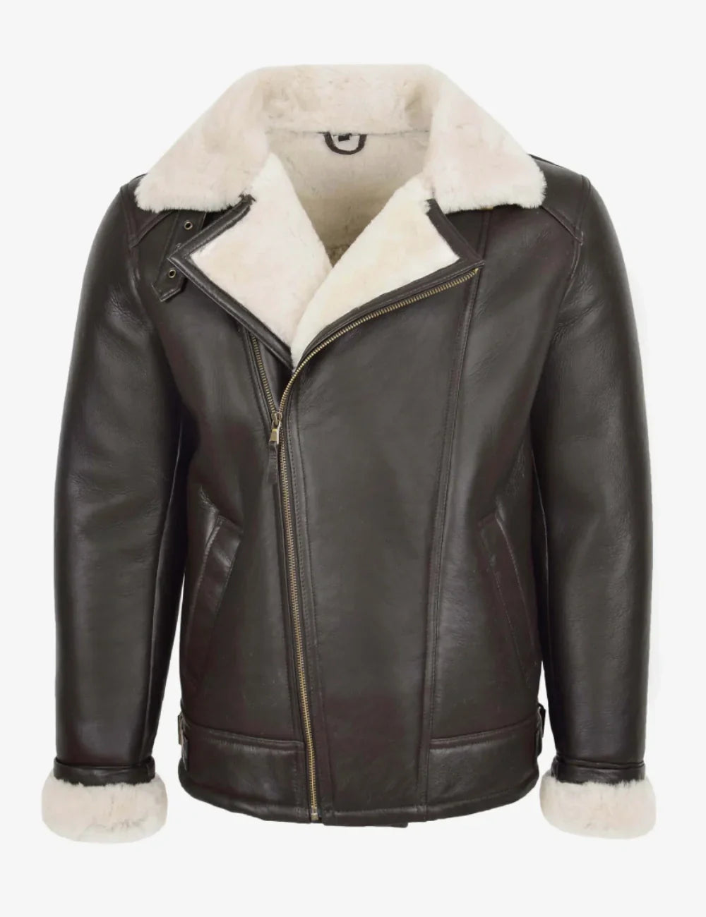 Blen Aviator Jacket with Cross-Zip in Shearling Leather