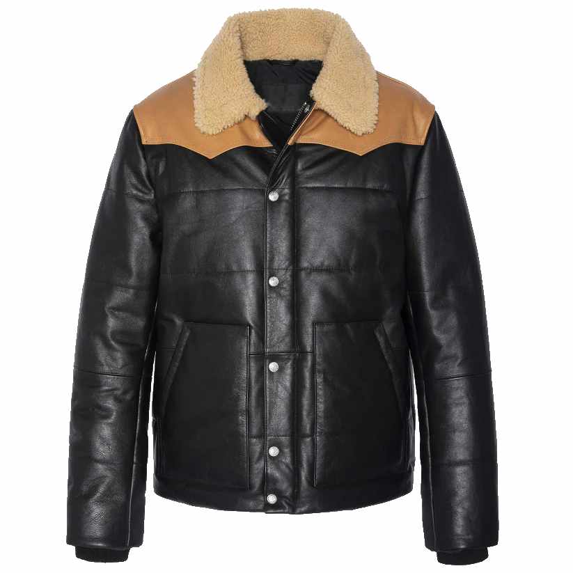 Mens Western Style Puffer Aviator Jacket