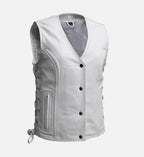 Women White Motorcycle Leather Vest