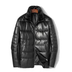 Leather Puffer Jacket for men