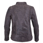 Womens Distressed Braided Leather Jacket