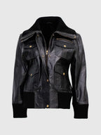 Classic Womens Black Bomber Jacket