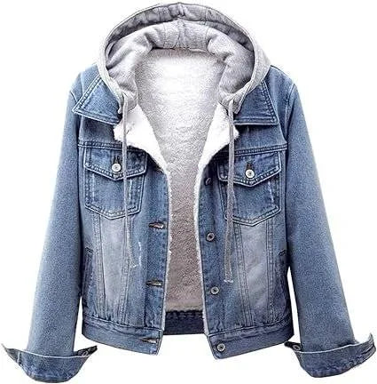 Hooded Denim Jacket Womens