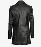 Womens Leather Black Coat - 3/4 Length
