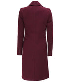Womens Maroon Long Wool Coat