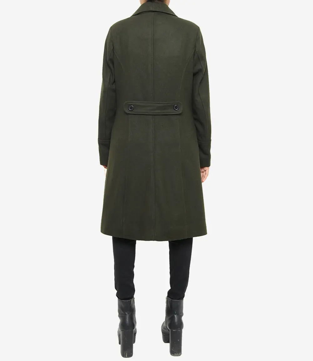 Womens Olive Green Wool Coat