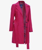 Womens Pink Wool Wrap Coat
