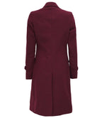 Womens Wool Coat Maroon Long Wrap Coat
